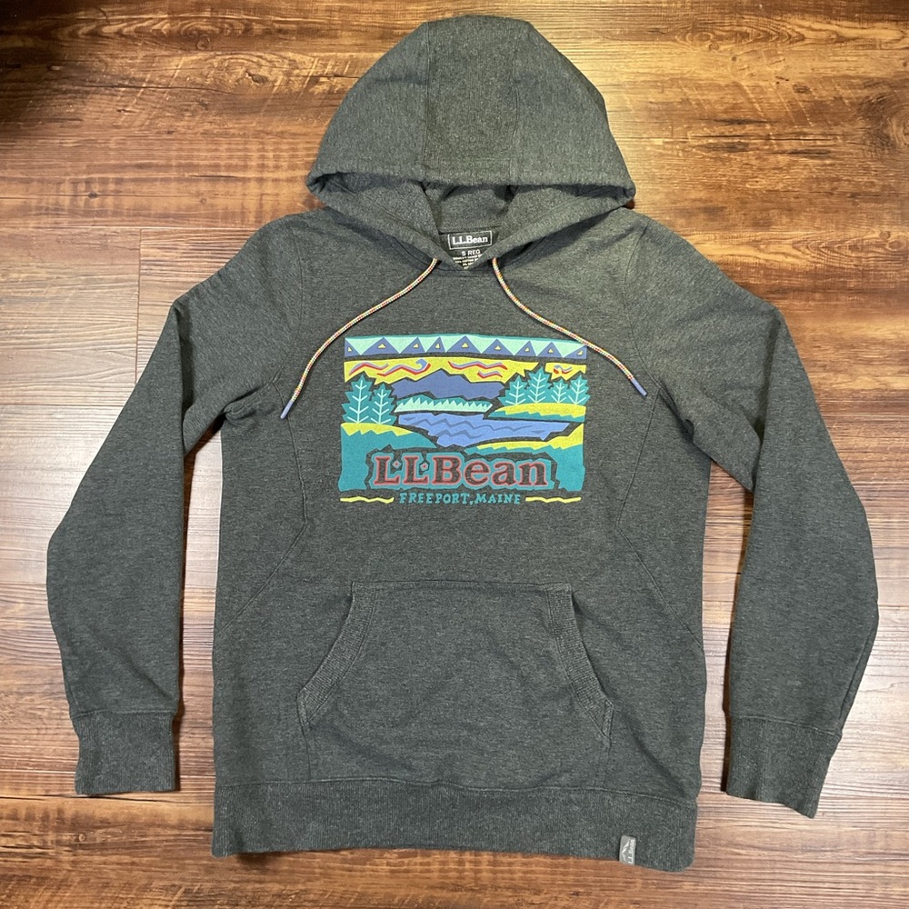 L.L. Bean Dark Gray Hoodie with Vibrant Graphic